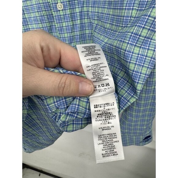 Vineyard Vines OTG Performance Plaid Button Front Shirt Men L Bkue Long Sleeve - Picture 5 of 8